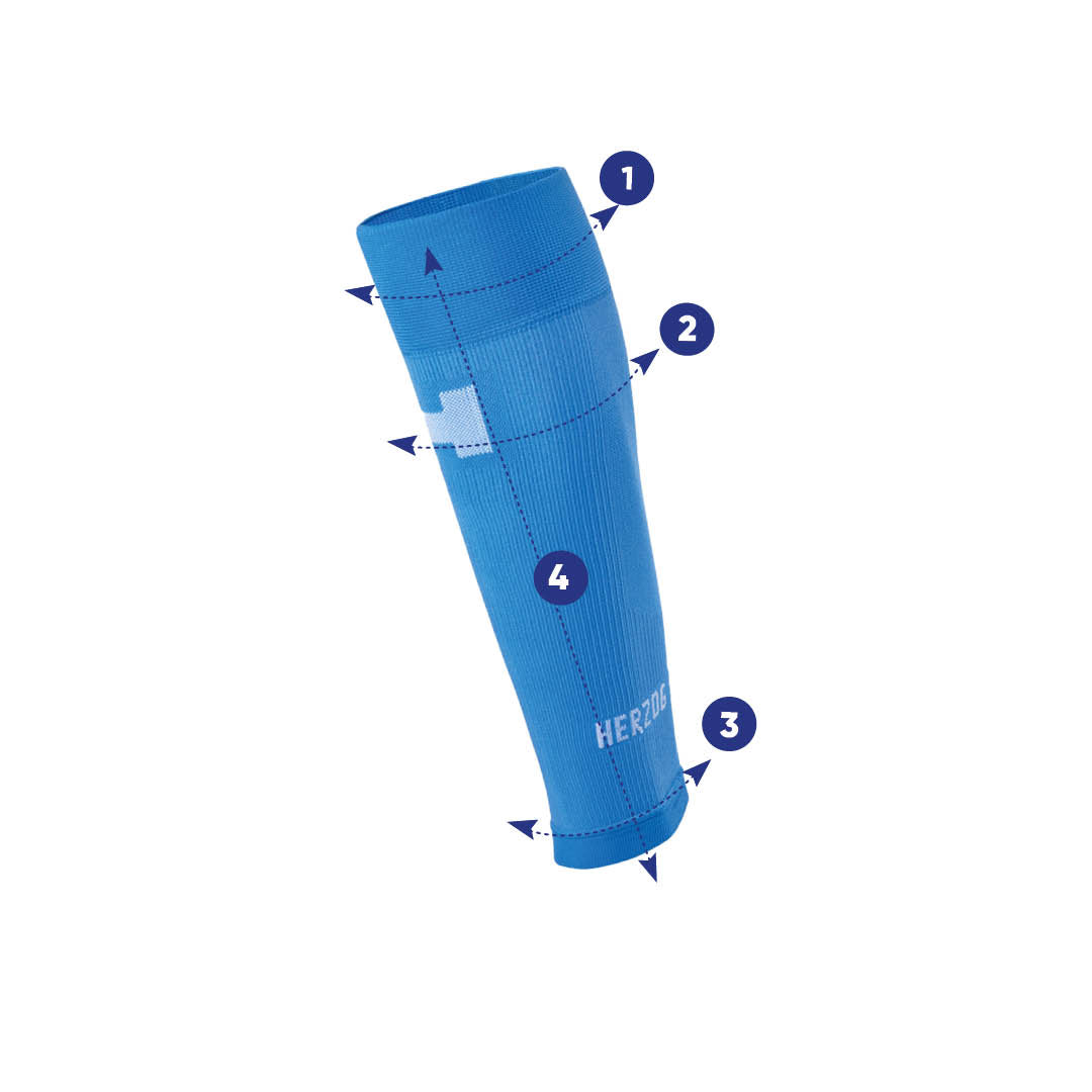 blauwe compressietube met 4 meetpunten