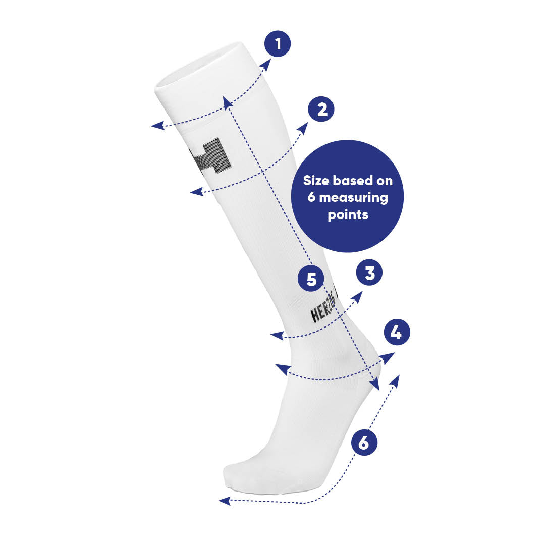 witte compressiekous met 6 meetpunten
