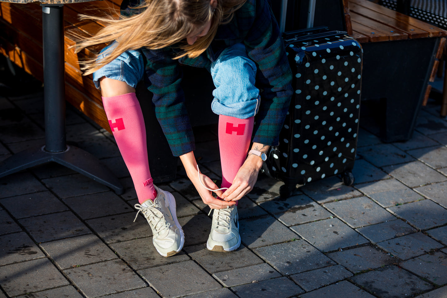 Airplane Compression Socks Pink