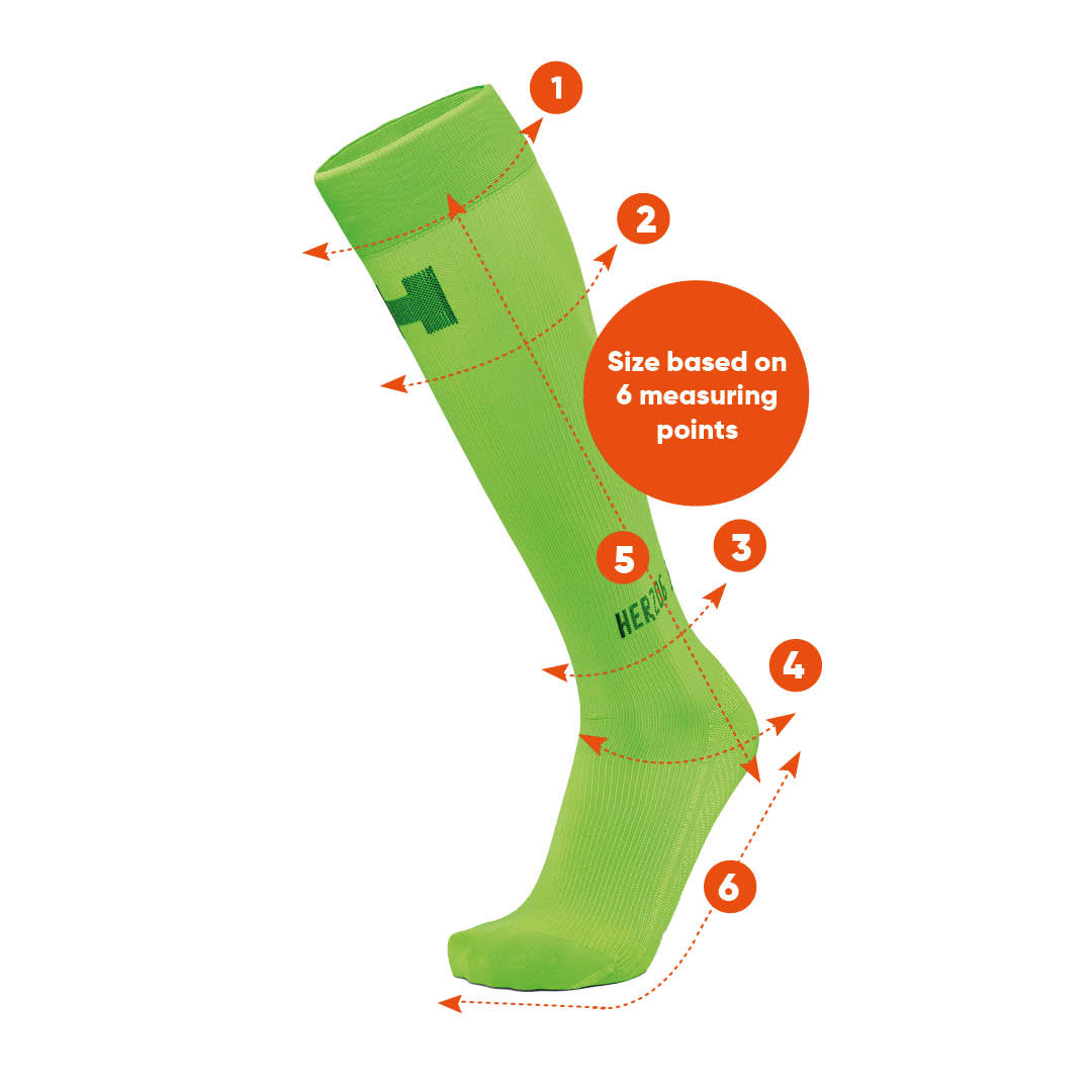 groene compressiekous met 6 meetpunten