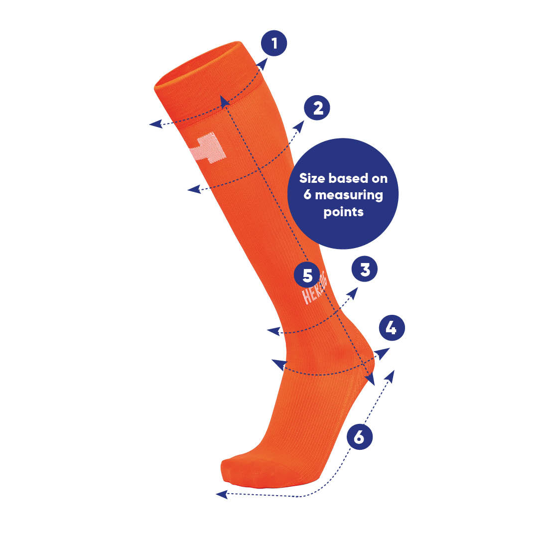oranje compressiekous met 6 meetpunten
