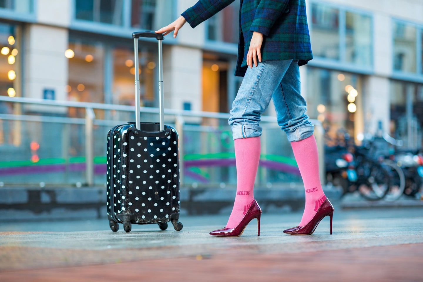 Airplane Compression Socks Pink